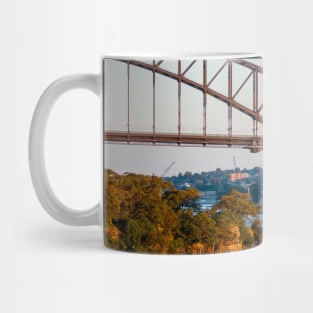 Great view of Sydney Opera House & Harbour Bridge from Balls Head Reserve, NSW, Australia Mug